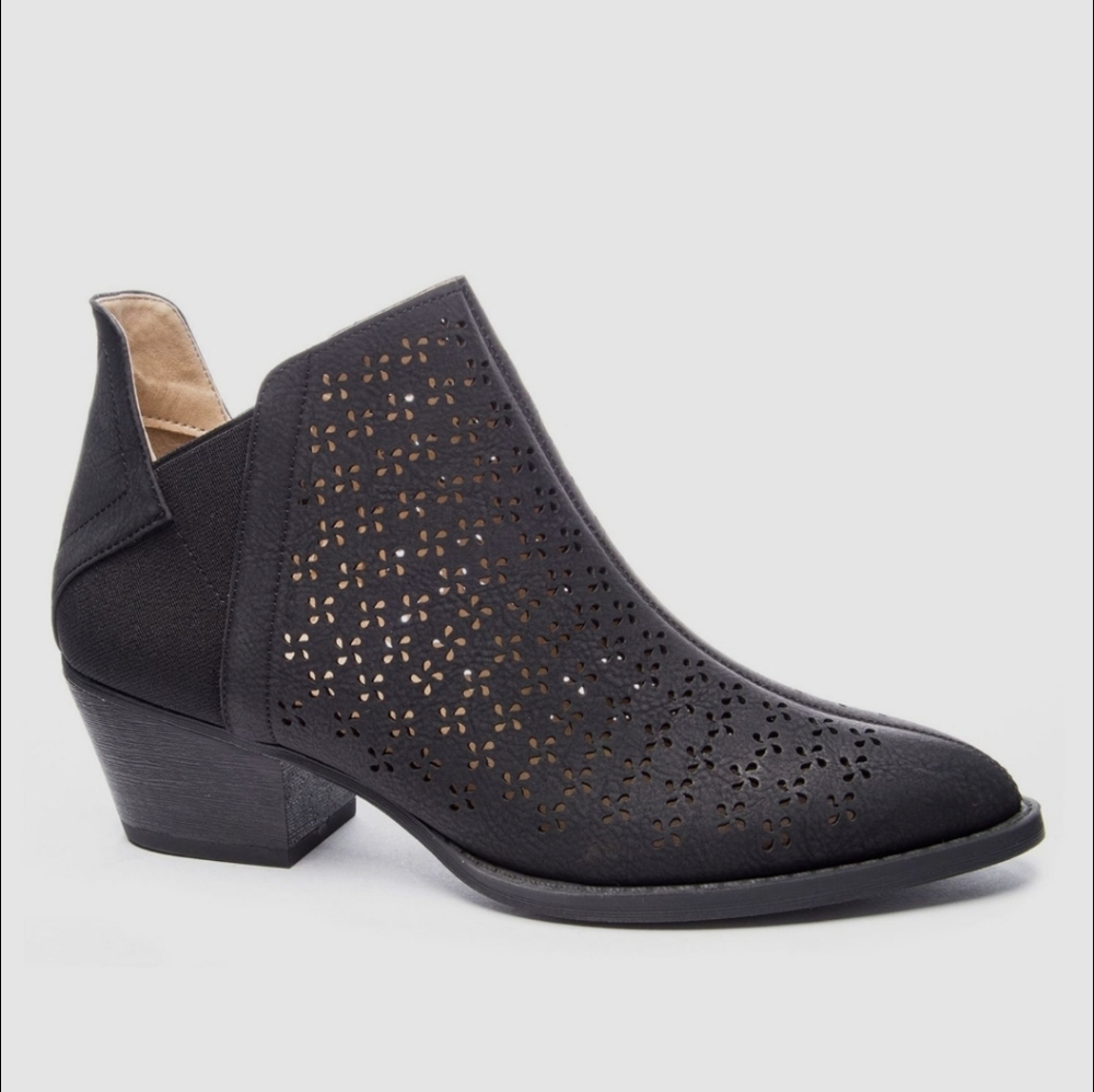 CL by Laundry Black Perforated Ankle Booties